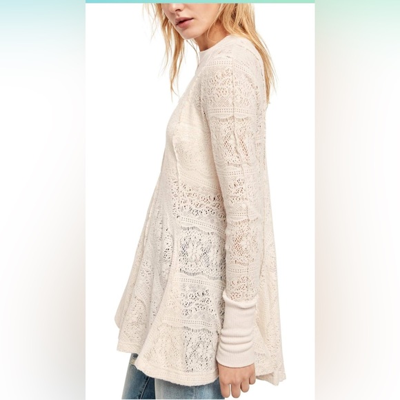 EUC Free People Coffee In The Morning In Chamoix Lace Tunic Top Medium Orig $128 - Picture 3 of 11